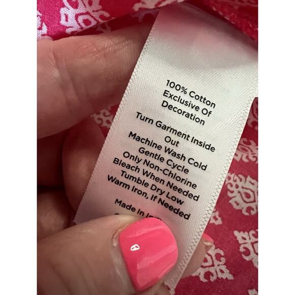 TALBOTS Women's Pink White Medallion Foulard Embroidered Tunic Top - Picture 7 of 9